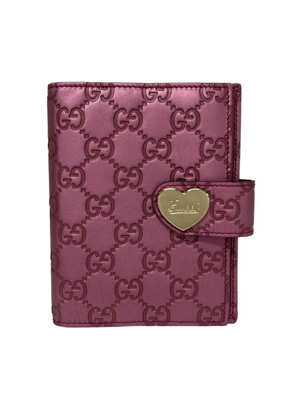 Gucci Agenda Guccissima Line Pink Heart Leather
